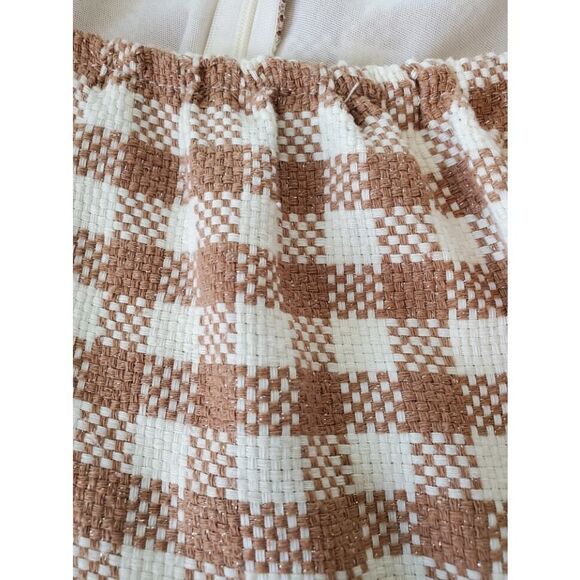 by the River Women's Dress Large Brown White Tiered Gingham Plaid - Picture 4 of 4